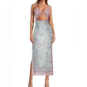 SHEIN Pink and Mint Floral Maxi Dress